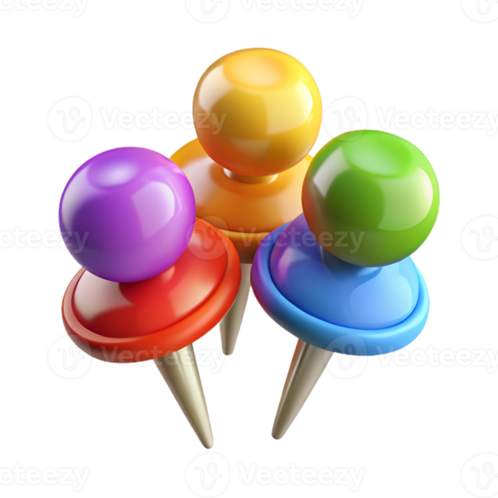 extraordinary contemporary Set of Colorful Drawing Pins Transparent Background premium png