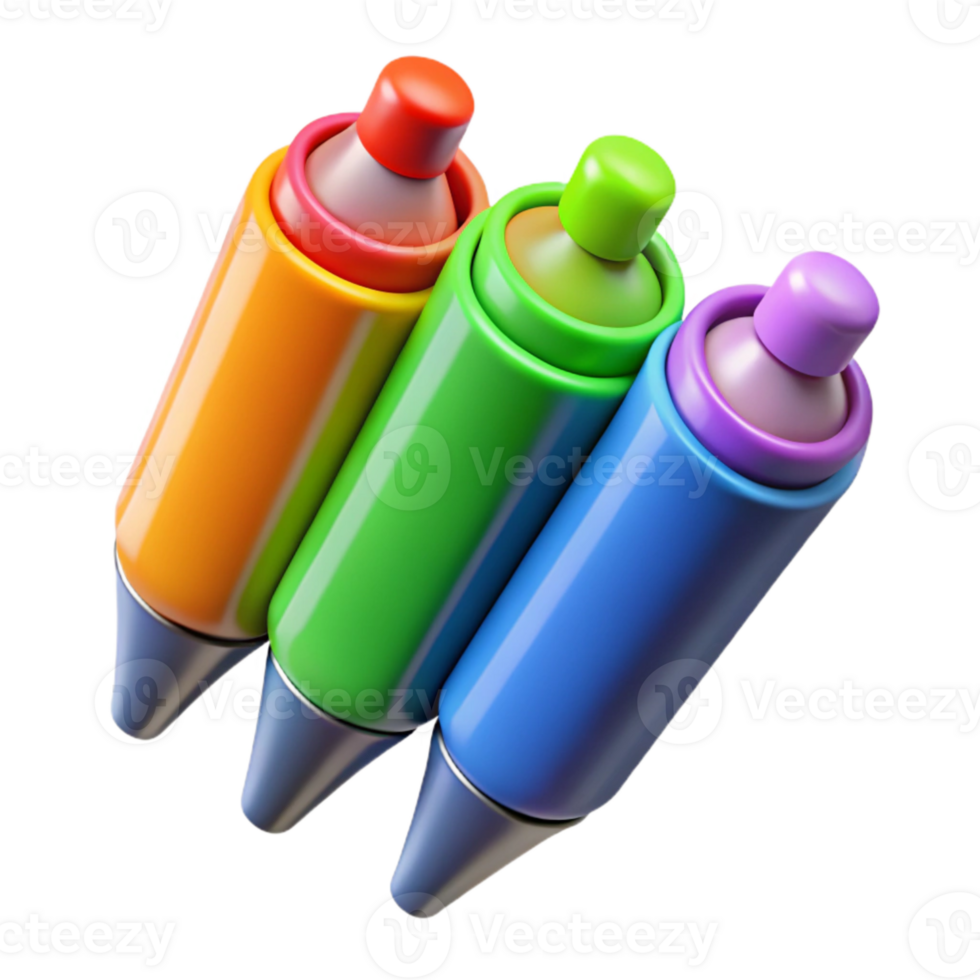 wonderful minimalist Set of Colorful Markers Transparent Background genuine png