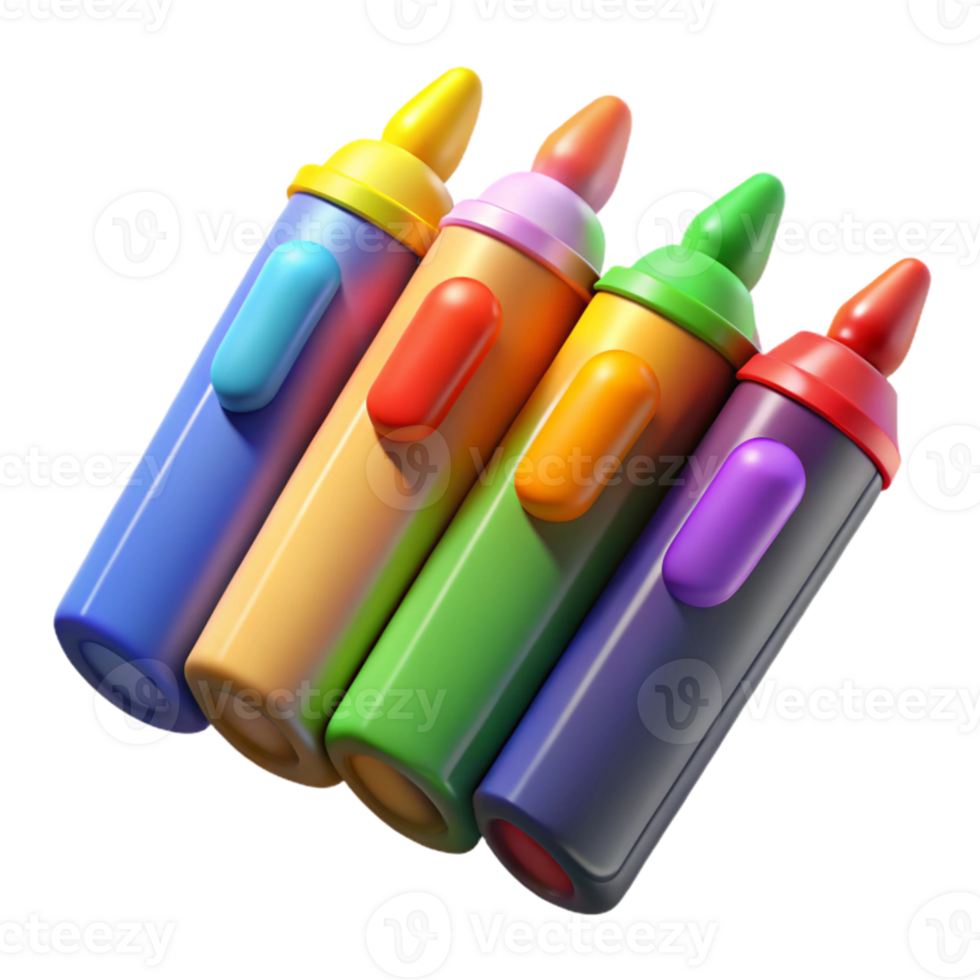 impressive rustic Set of Colorful Markers Transparent Background premium png