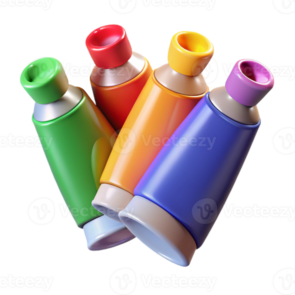 extraordinary creative Set of Colorful Paint Tubes Isolated original png