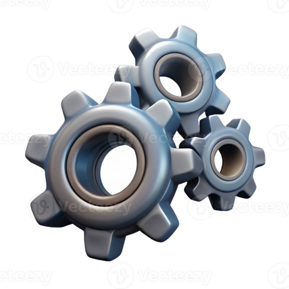magnificent minimalist Set of Gears Top View Isolated png