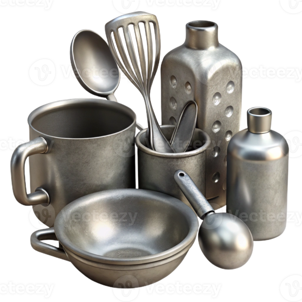 extraordinary abstract Set of Silver Kitchen Utensils Cutout professional png
