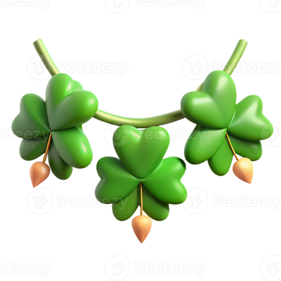 dramatic traditional Shamrock Garland Green Festive Isolated Element high resolution png