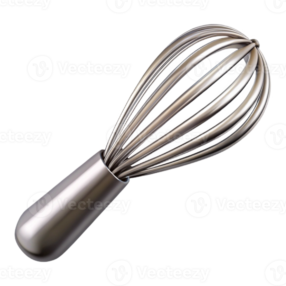 impressive traditional Shiny Steel Whisk Cutout on Transparent Background authentic png
