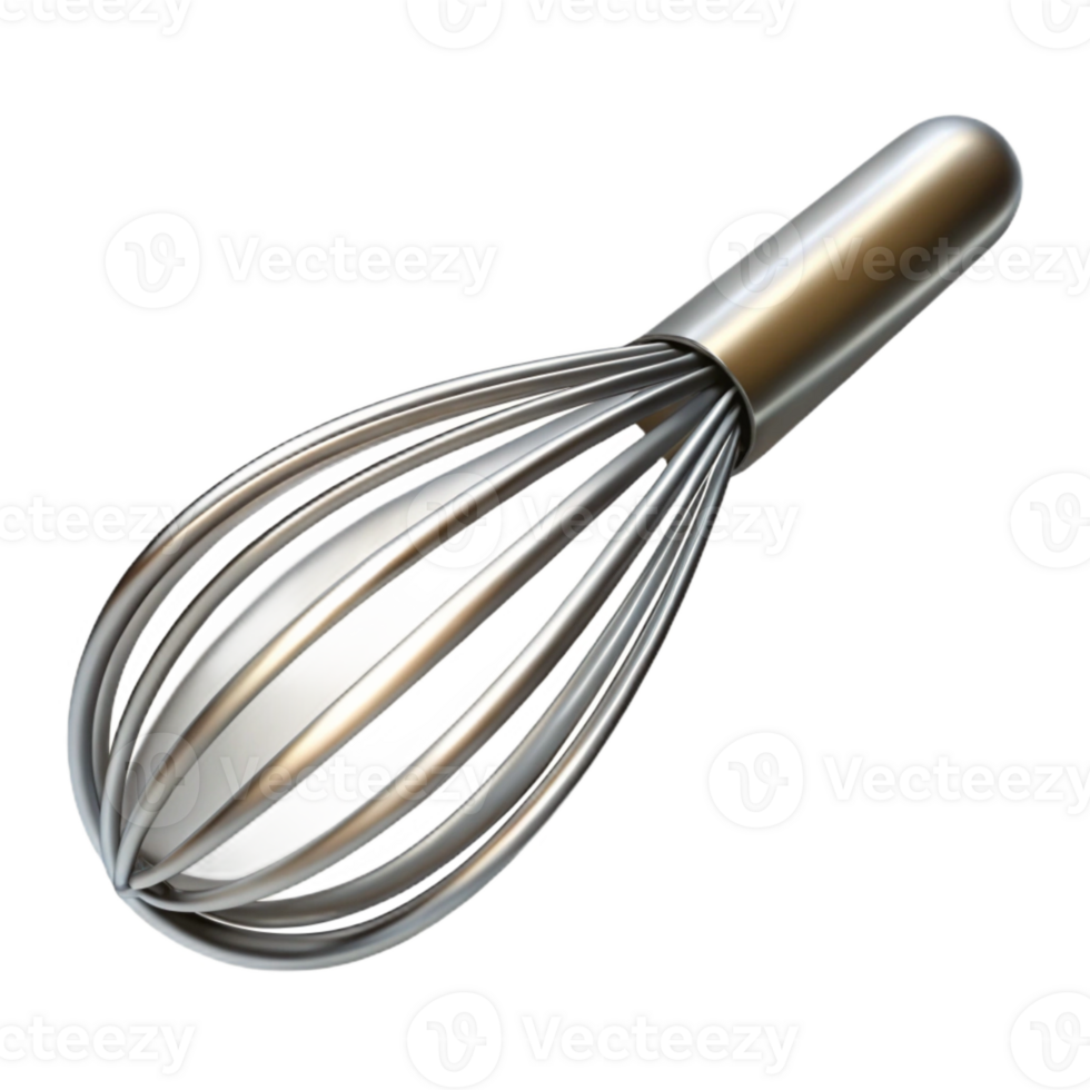 magnificent classic Shiny Steel Whisk Cutout on Transparent Background high quality png
