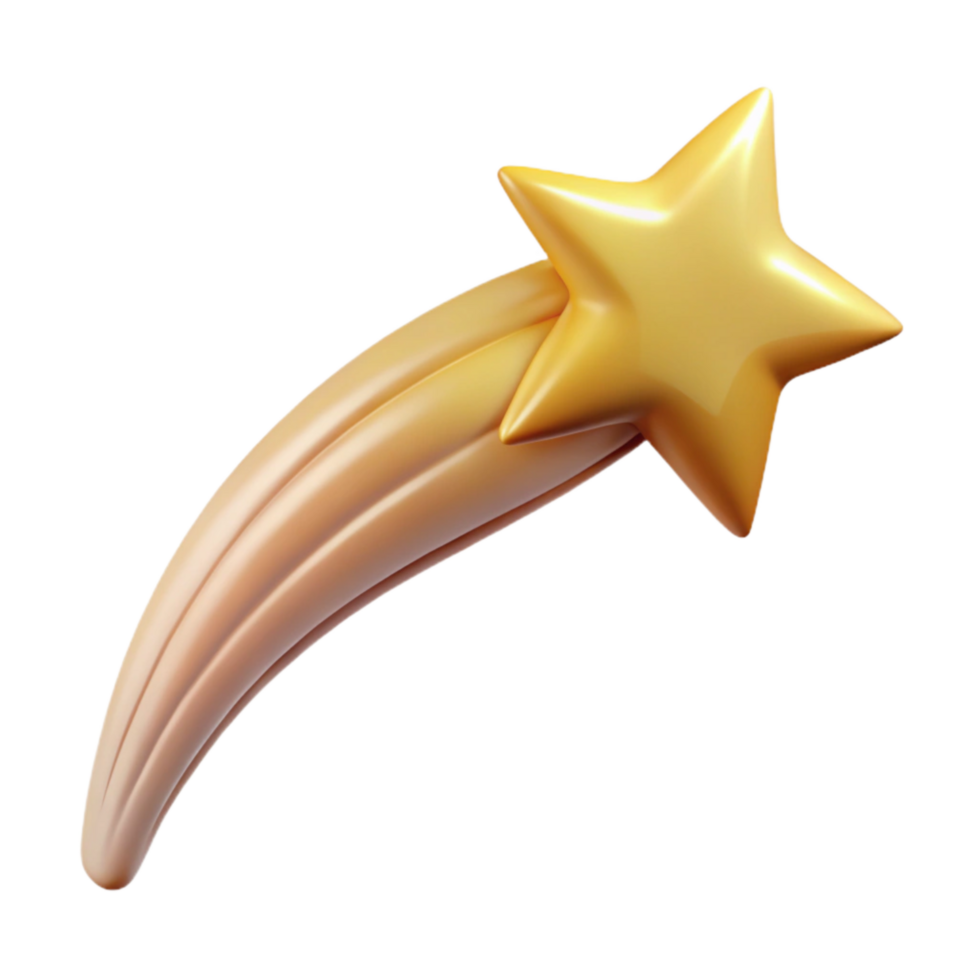 elegant minimalist Shooting Star Streaking Across Sky Isolated detailed png