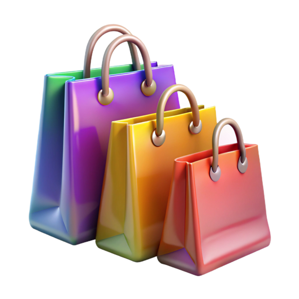 impressive classic Shopping Bags Colorful Handles Cutout Transparent Background genuine png