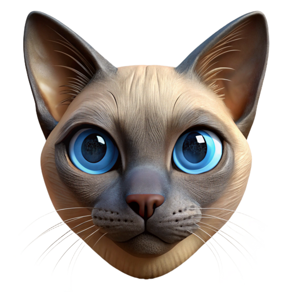 serene contemporary Siamese Cat Face Close Up Transparent Background high quality png