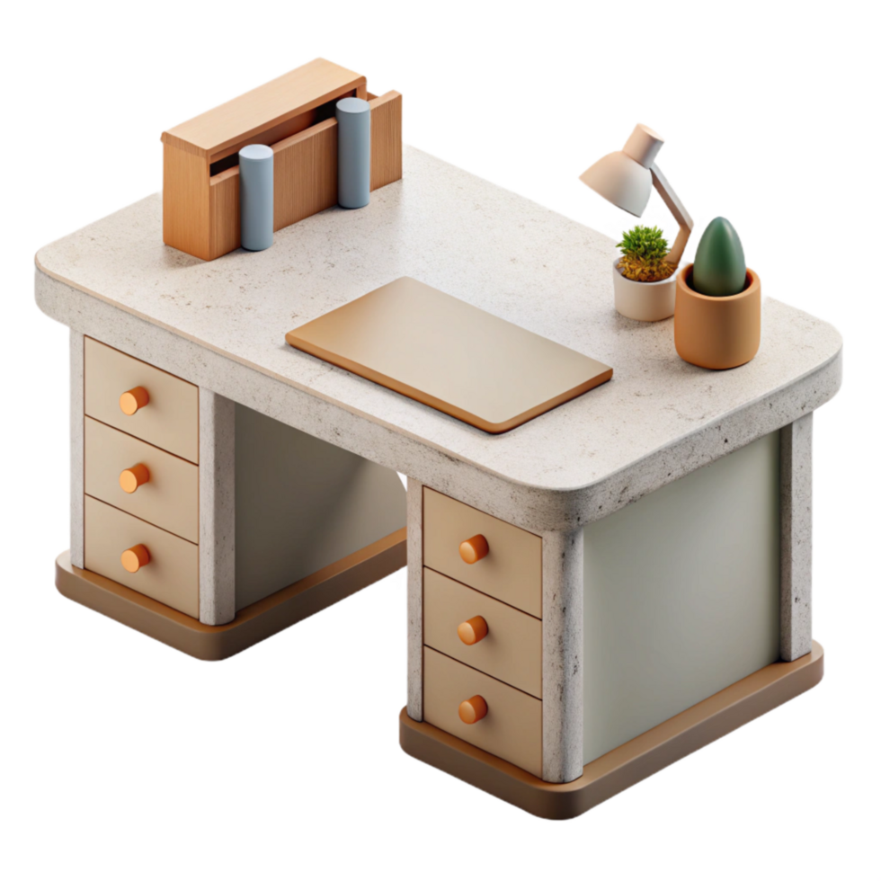 stunning creative Side View Office Desk with Minimalist Design Cutout premium png