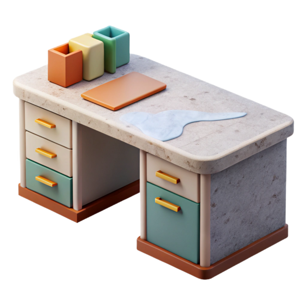 magnificent artistic Side View Office Desk with Minimalist Design Cutout detailed png