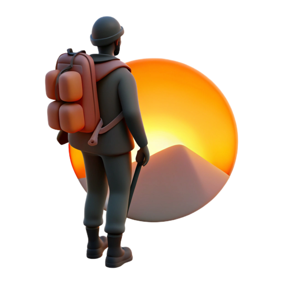 magnificent rustic Silhouette Hiker Against Sunset Transparent Background professional png