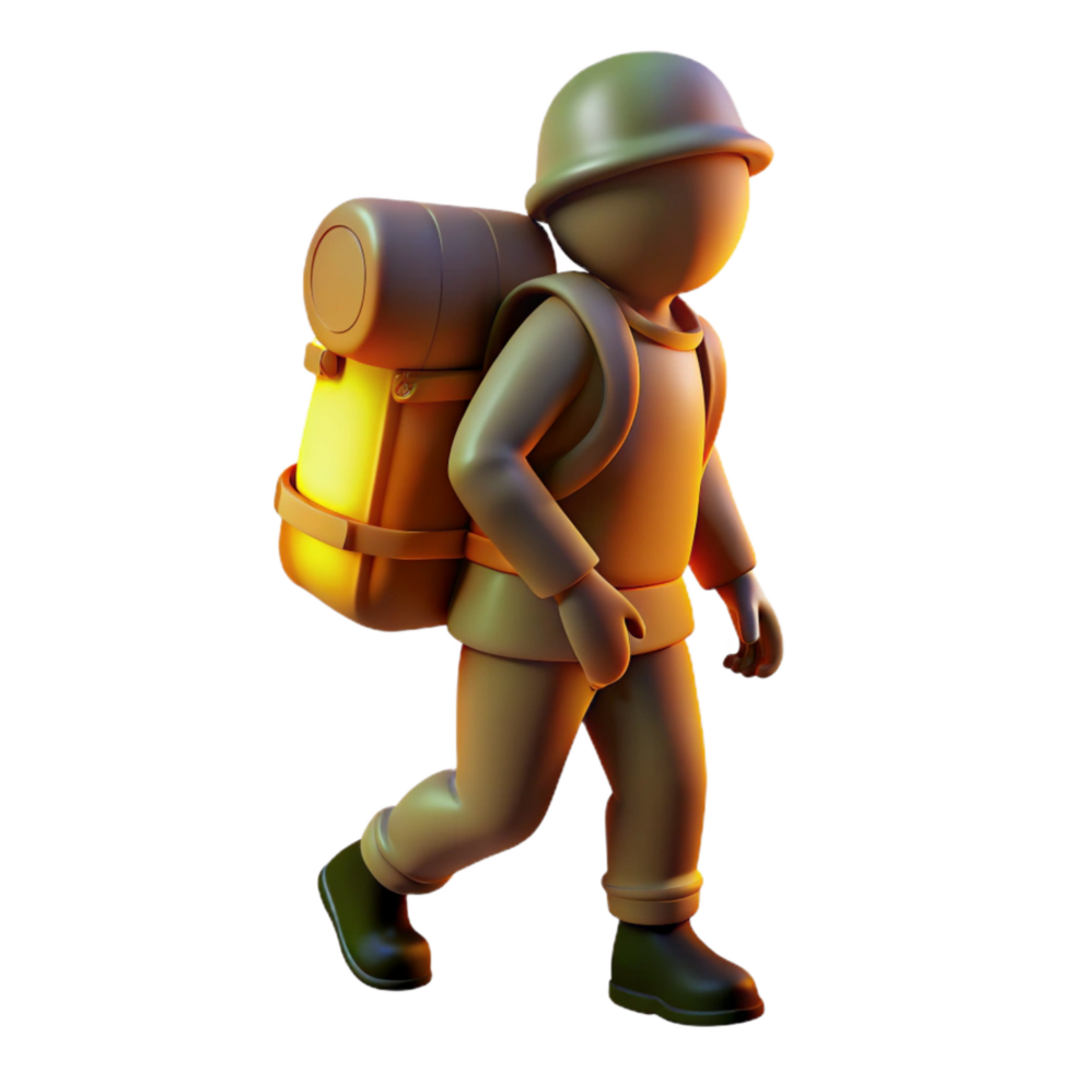 serene traditional Silhouette Hiker Backlit with Transparent Background detailed png