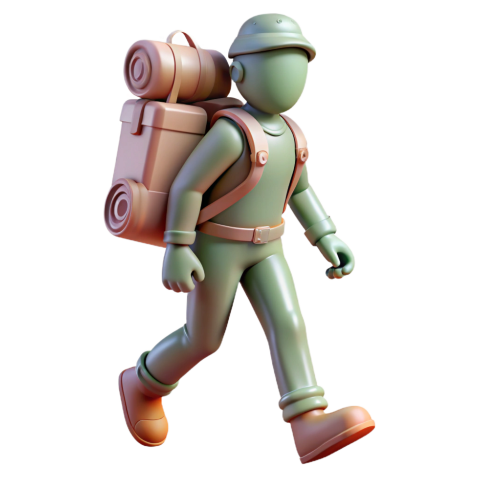 elegant abstract Silhouette Hiker with Backpack Isolated high resolution png
