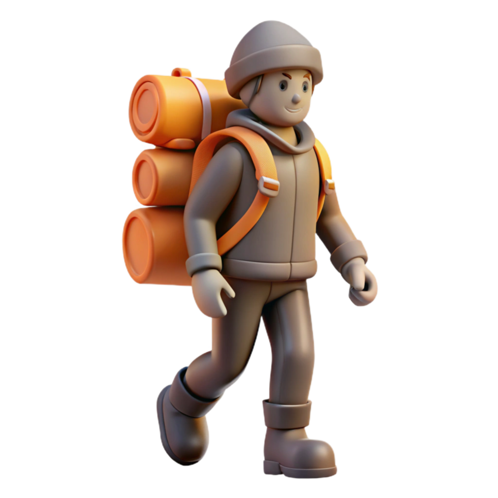 dramatic abstract Silhouette Hiker with Backpack Isolated high resolution png