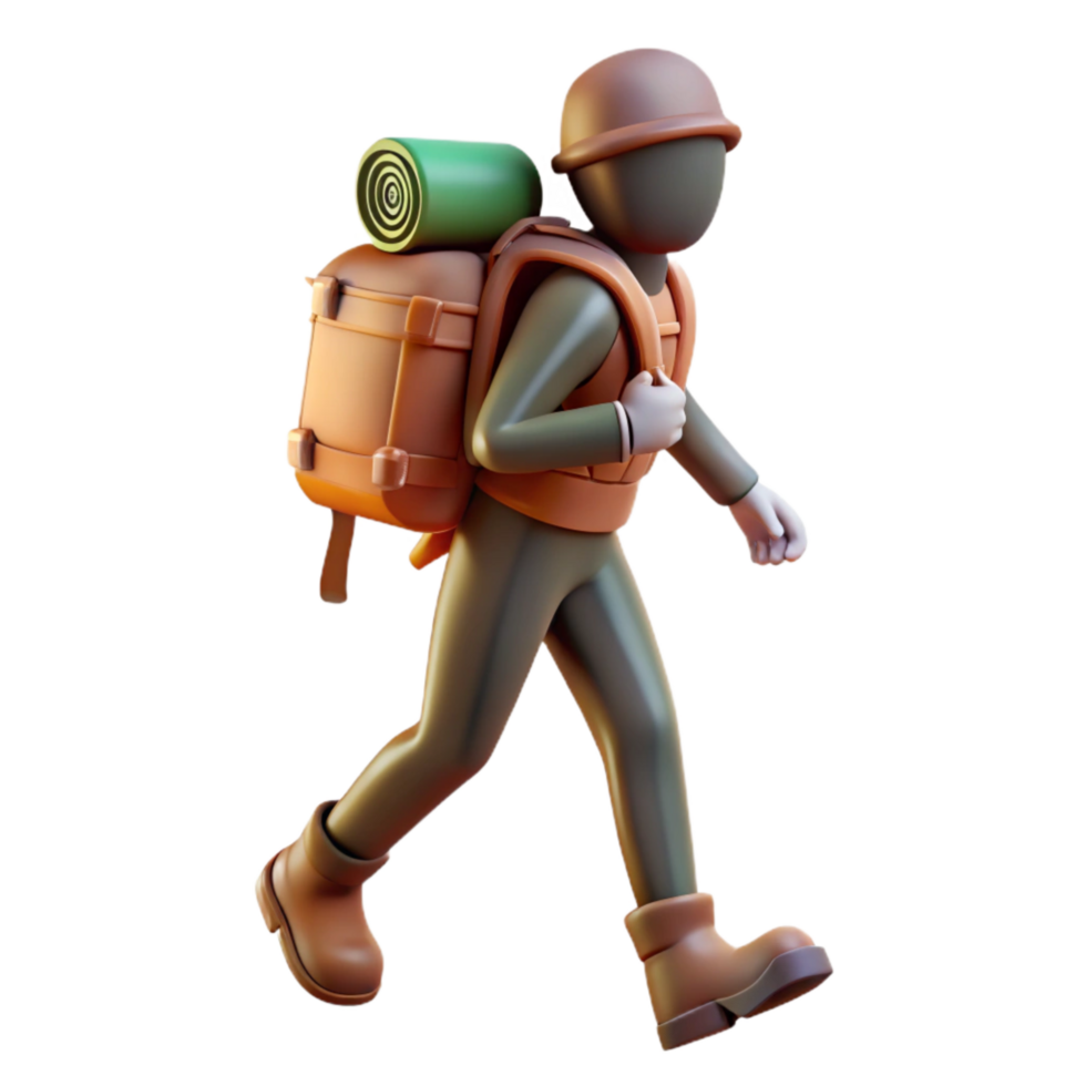 beautiful minimalist Silhouette Hiker with Backpack Isolated high resolution png