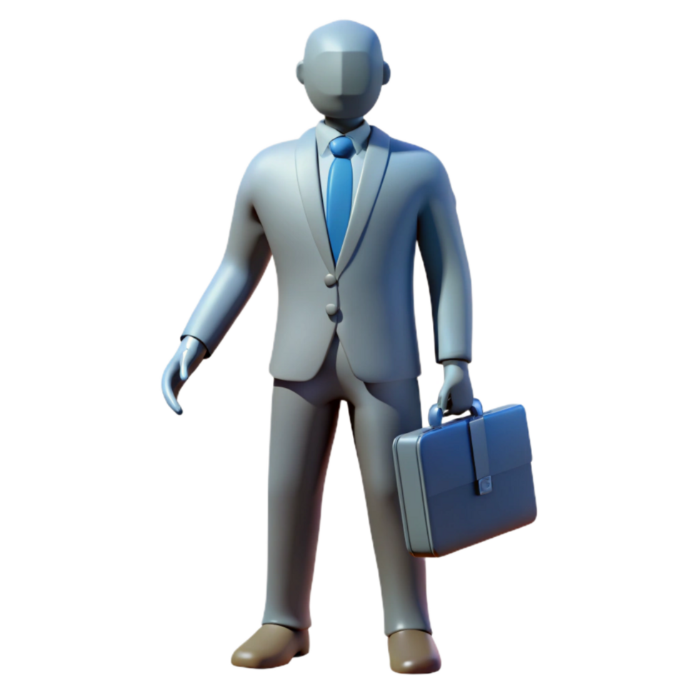 elegant rustic Silhouette of Businessman with Briefcase Transparent Background premium png