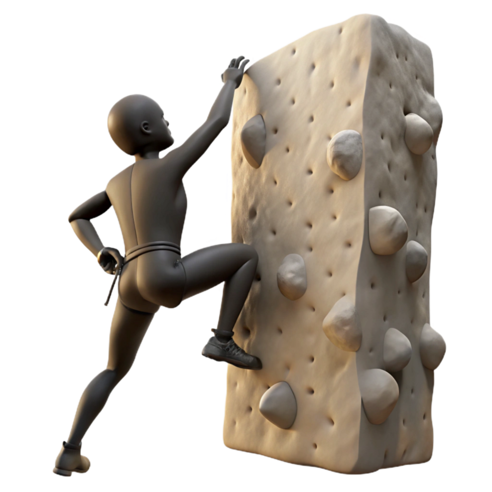 wonderful minimalist Silhouette of Climber Scaling Rock Wall Isolated png