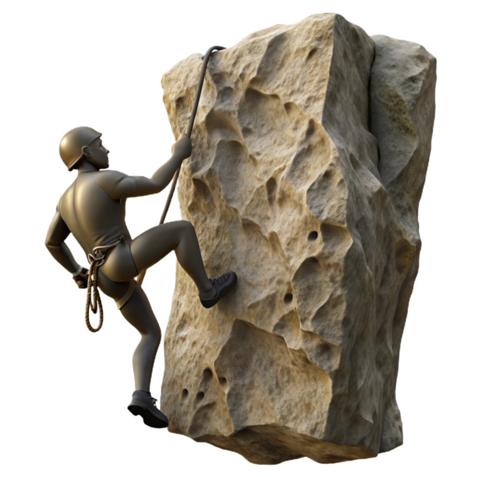 magnificent abstract Silhouette of Climber Rappelling Down Rock Face Isolated authentic png