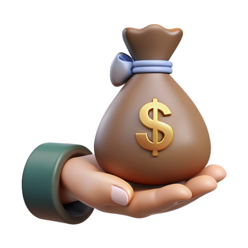 impressive vintage Silhouette of Hand Holding Money Bag Transparent Background premium png