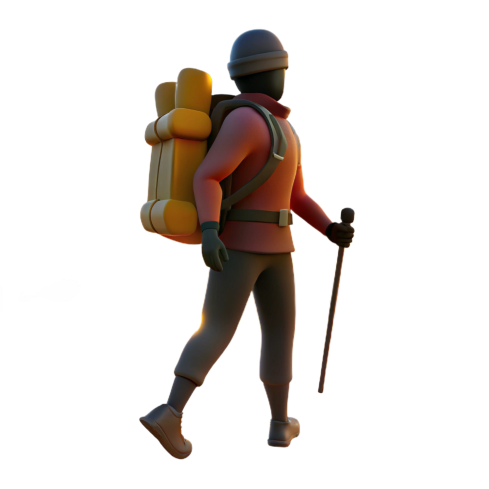 vibrant rustic Silhouette of Hiker at Sunset Transparent Background genuine png
