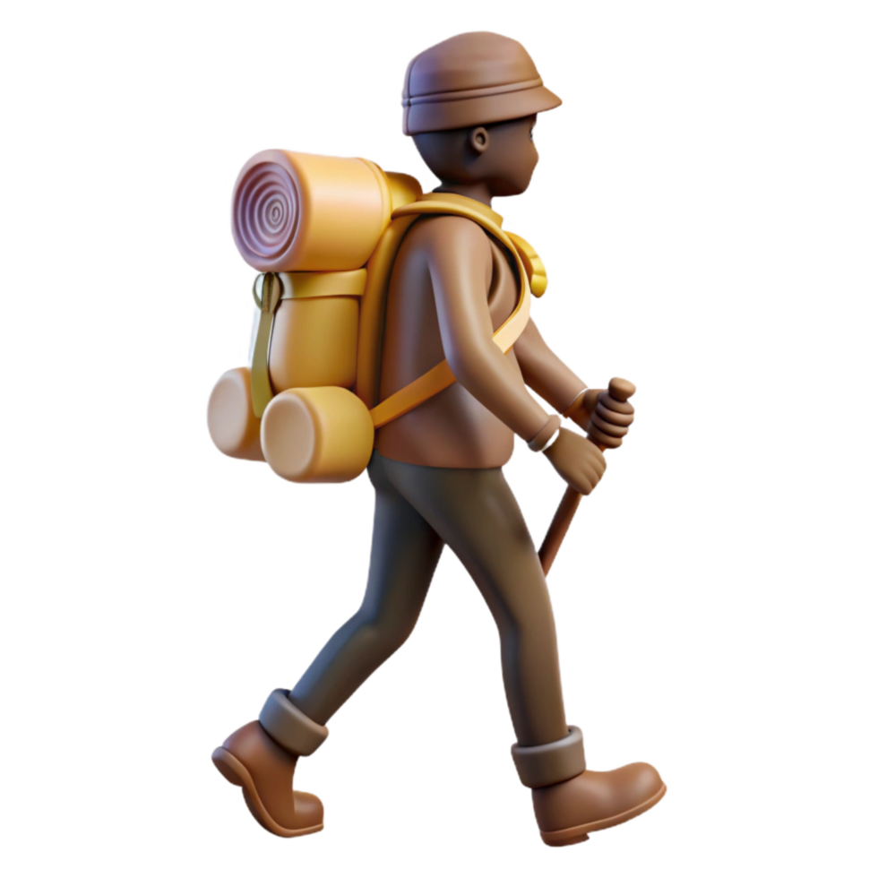 elegant traditional Silhouette of Hiker with Backpack Isolated authentic png