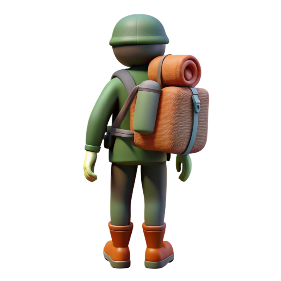vibrant artistic Silhouette of Hiker with Backpack Isolated genuine png