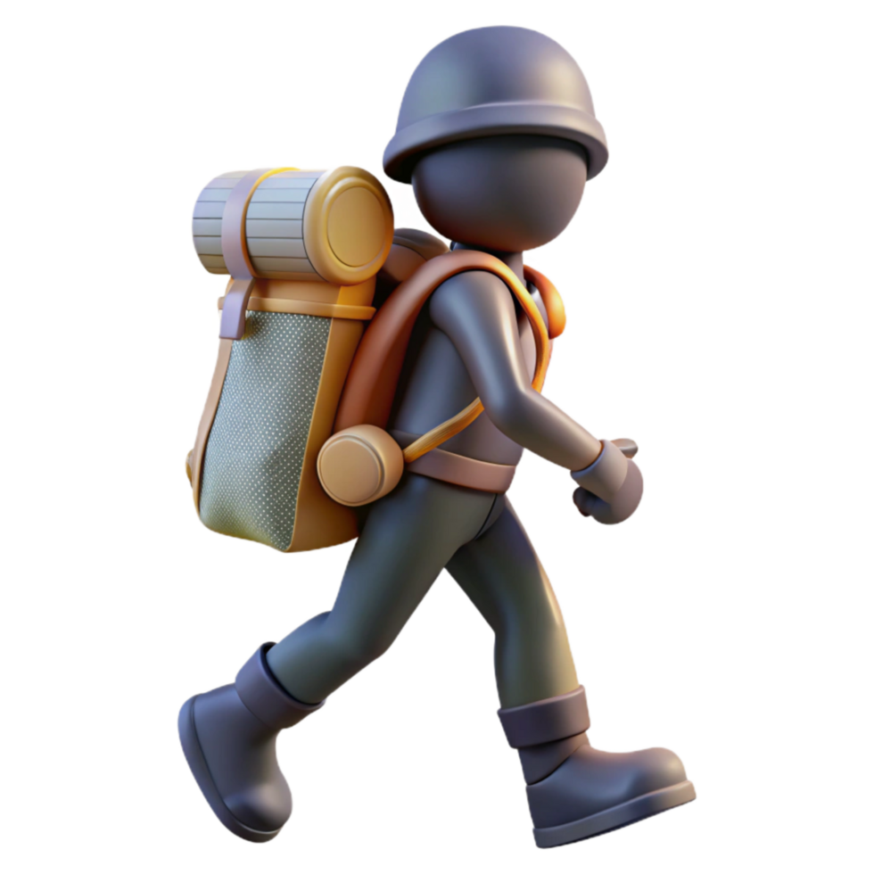 extraordinary creative Silhouette of Hiker with Backpack Isolated detailed png