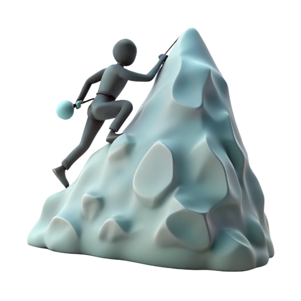elegant classic Silhouette of Person Climbing Mountain Achievement Symbol Transparent Background premium png