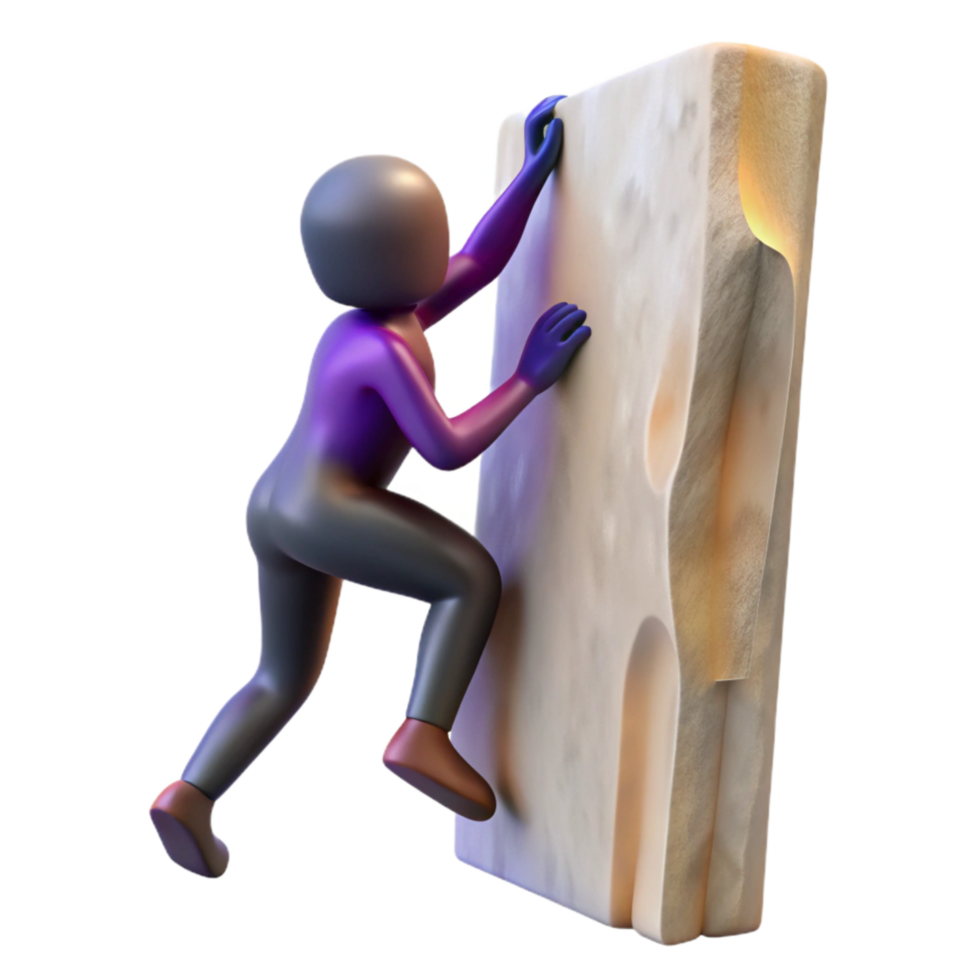 serene modern Silhouette of Person Climbing Mountain Achievement Symbol Transparent Background authentic png