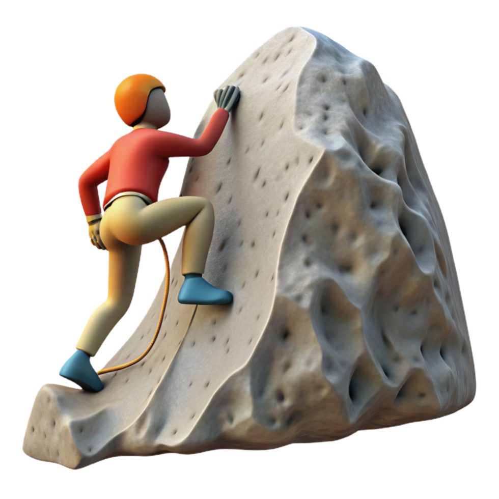 elegant rustic Silhouette of Person Climbing Mountain Achievement Symbol Transparent Background authentic png