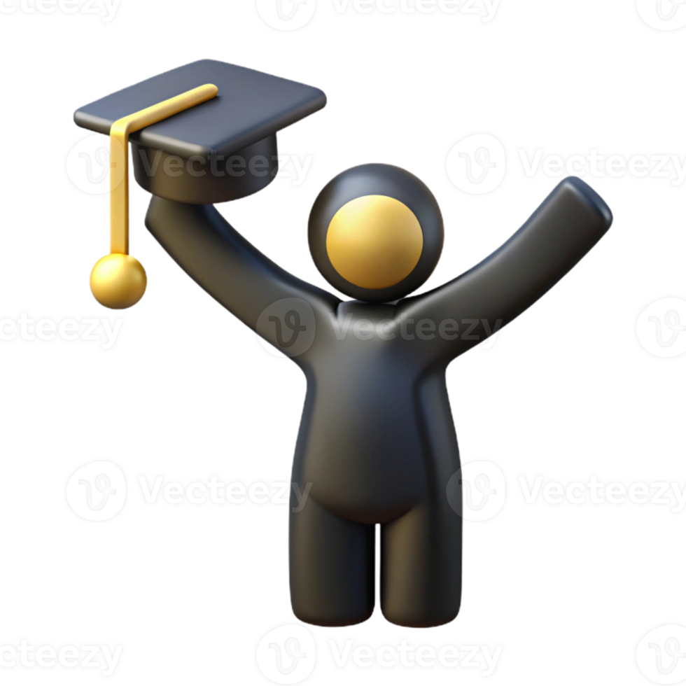 impressive vintage Silhouette of Person Graduating Celebration Symbol Black Fill Transparent Background premium png