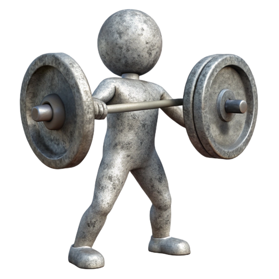 vibrant minimalist Silhouette of Person Lifting Weights Strength Symbol Transparent Background genuine png