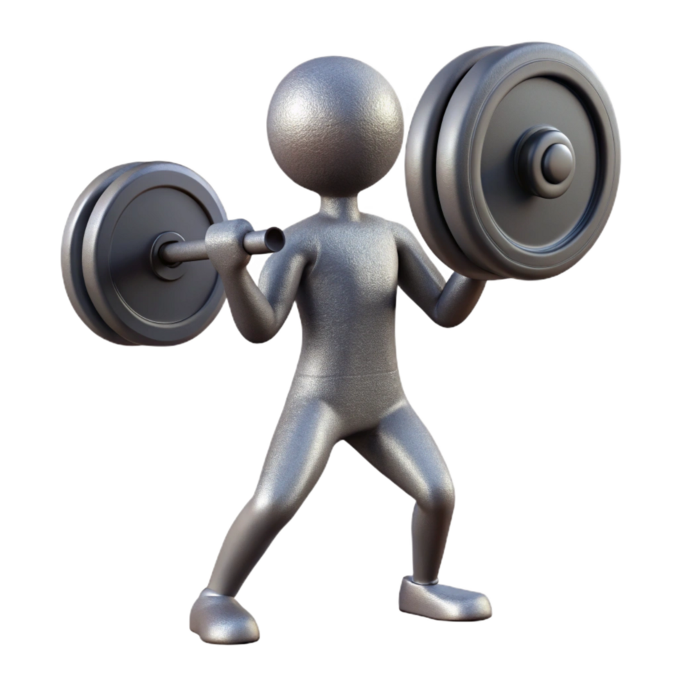 elegant abstract Silhouette of Person Lifting Weights Strength Symbol Transparent Background high resolution png