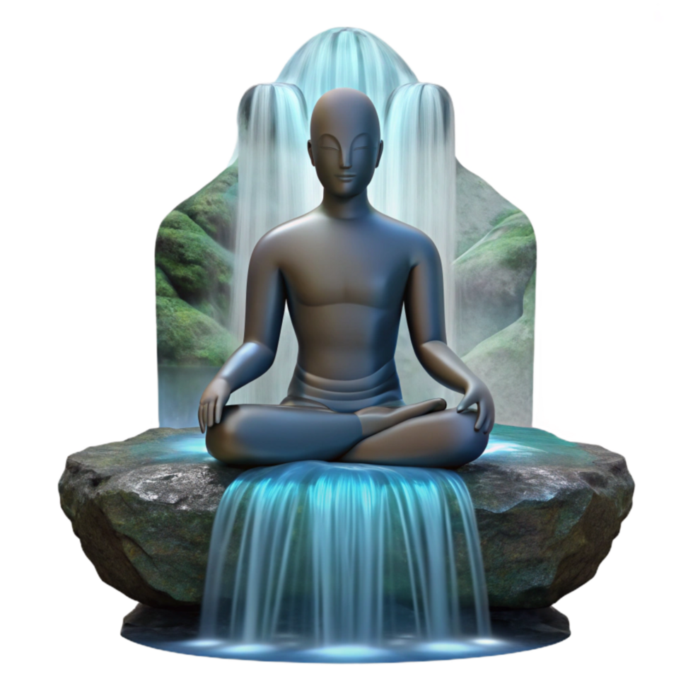 impressive artistic Silhouette of Person Meditating Under a Tree Cutout Element original png