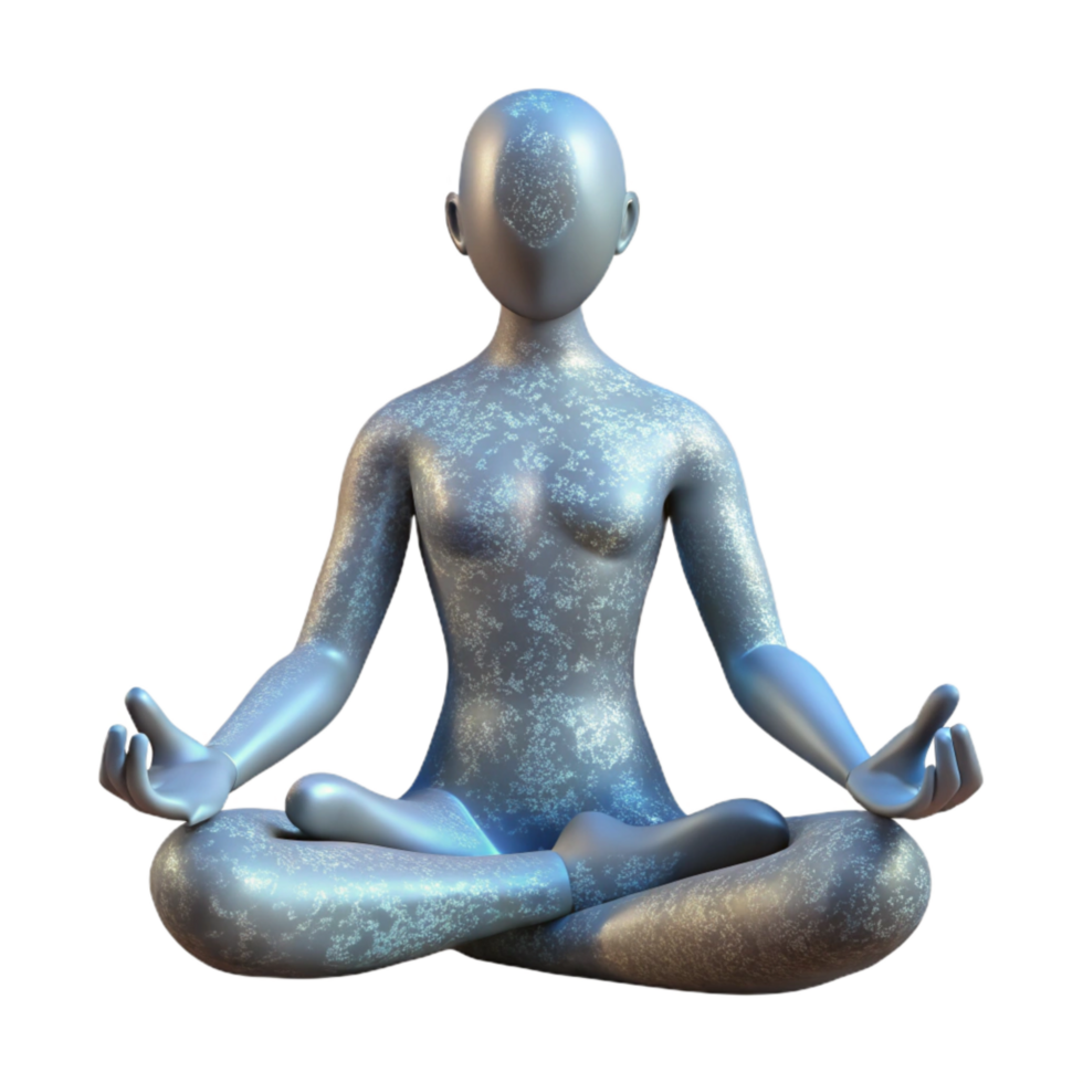 dramatic traditional Silhouette of Person Meditating Under a Tree Cutout Element authentic png
