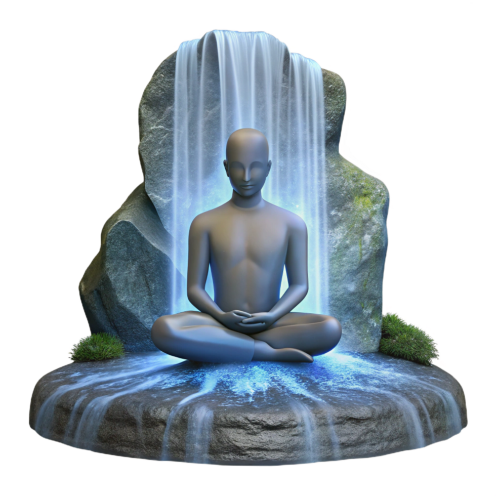 wonderful minimalist Silhouette of Person Meditating Under a Tree Cutout Element authentic png