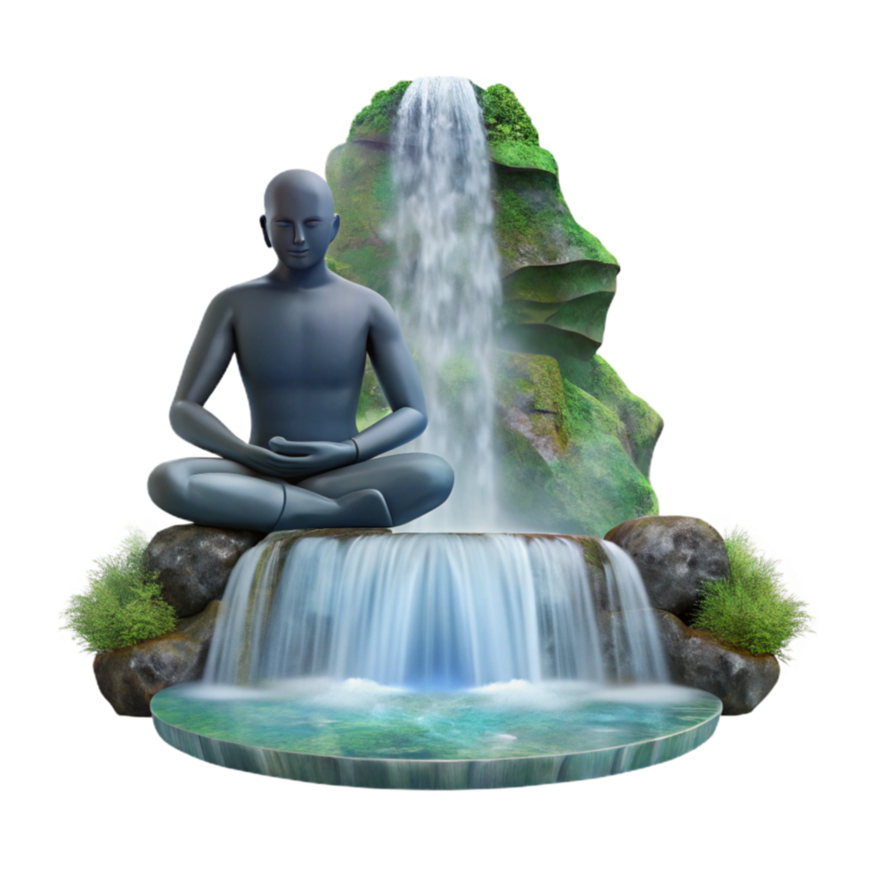 serene creative Silhouette of Person Meditating Under a Tree Cutout Element high quality png