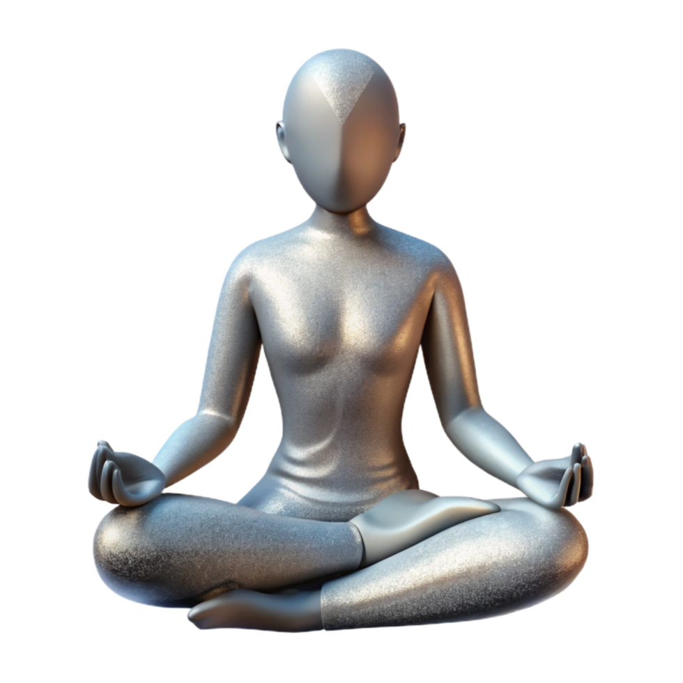 dramatic artistic Silhouette of Person Meditating Under a Tree Cutout Element genuine png