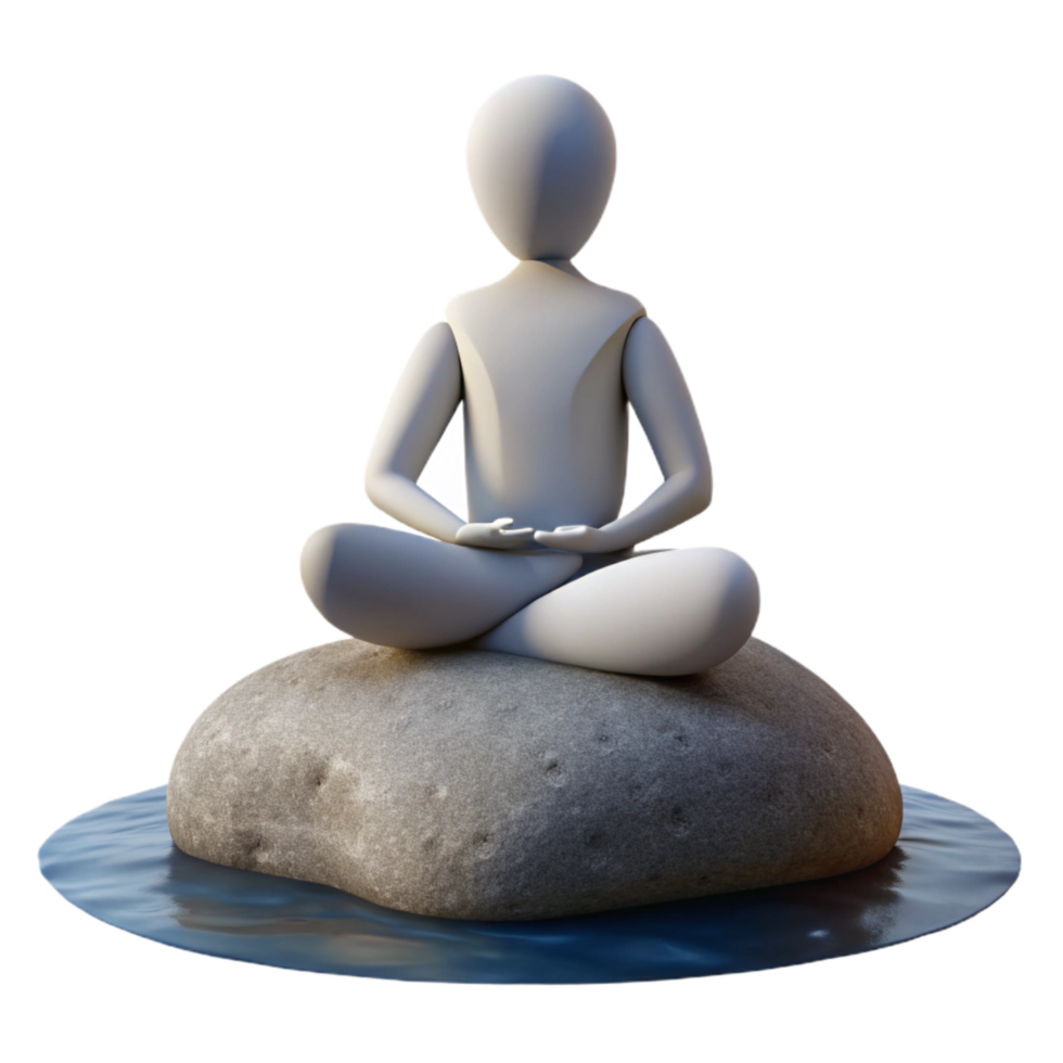 stunning minimalist Silhouette of Person Meditating Under a Tree Cutout Element png
