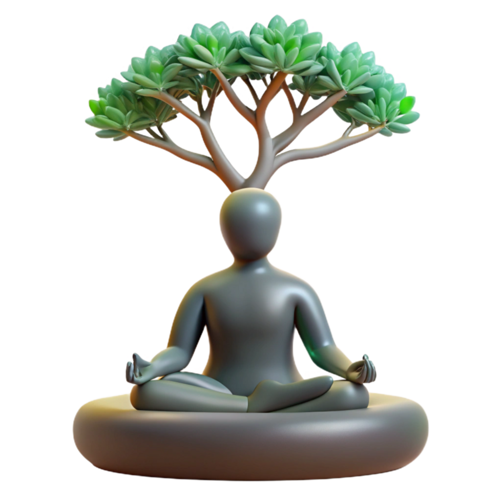 wonderful rustic Silhouette of Person Meditating Under a Tree Cutout Element genuine png