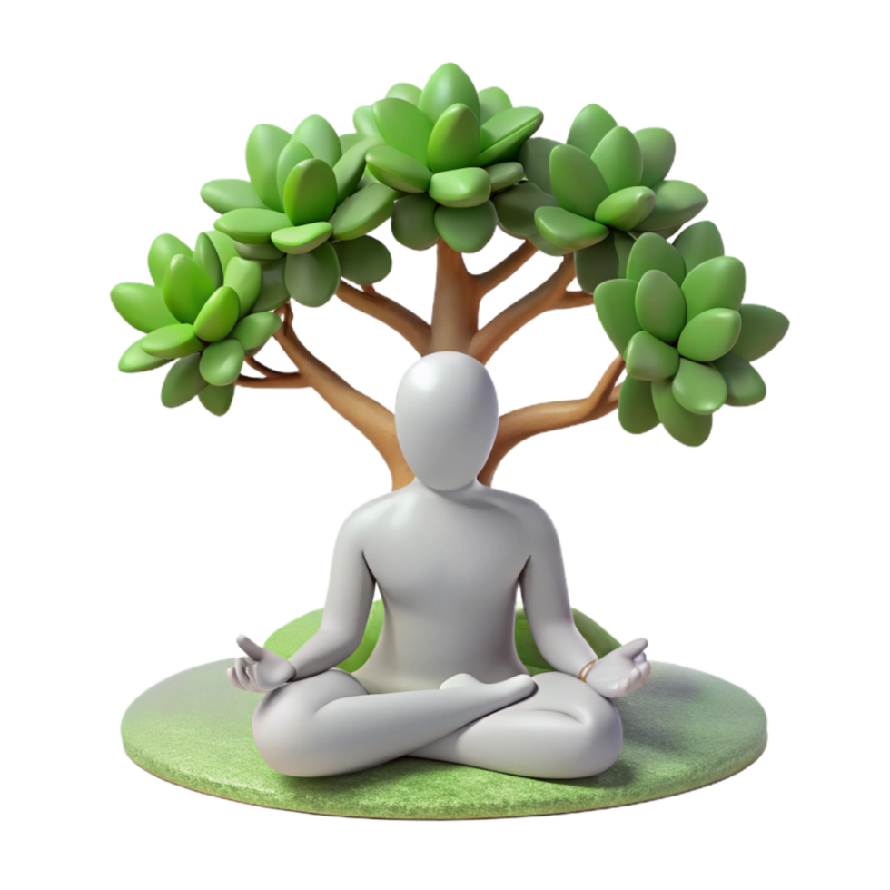 stunning abstract Silhouette of Person Meditating Under a Tree Cutout Element high resolution png