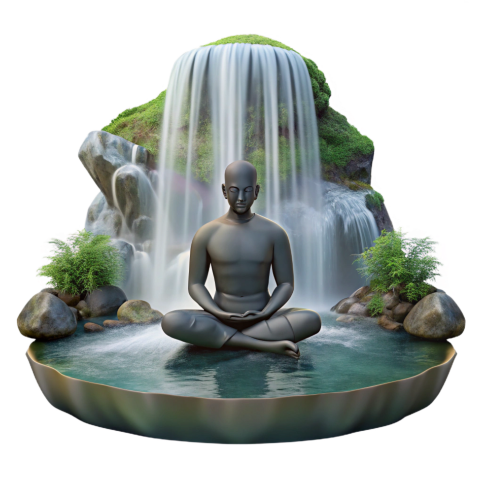 magnificent vintage Silhouette of Person Meditating Under a Tree Cutout Element genuine png