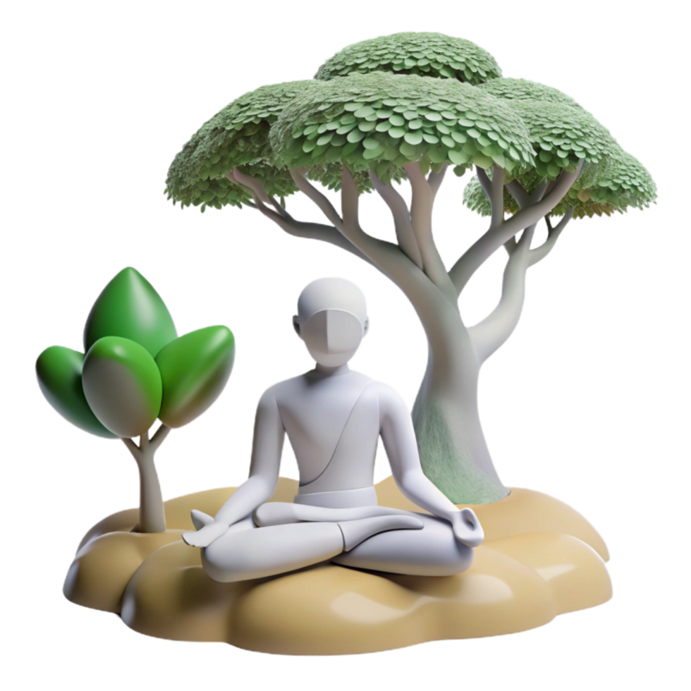 wonderful abstract Silhouette of Person Meditating Under a Tree Cutout Element high quality png
