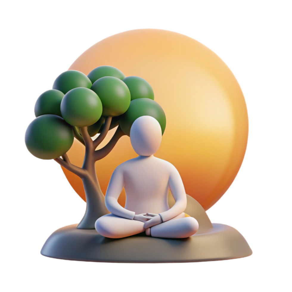 dramatic modern Silhouette of Person Meditating Under a Tree Cutout Element genuine png