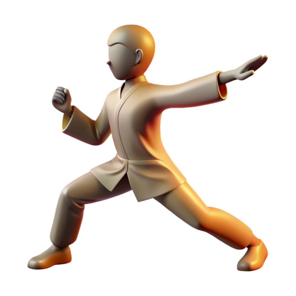 serene contemporary Silhouette of Person Practicing Tai Chi with Park Background Transparent Background high quality png