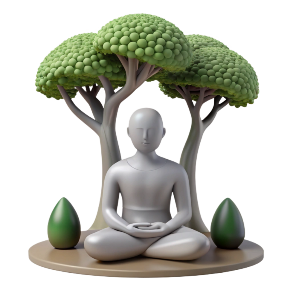 elegant contemporary Silhouette of Person Meditating Under a Tree Cutout Element original png