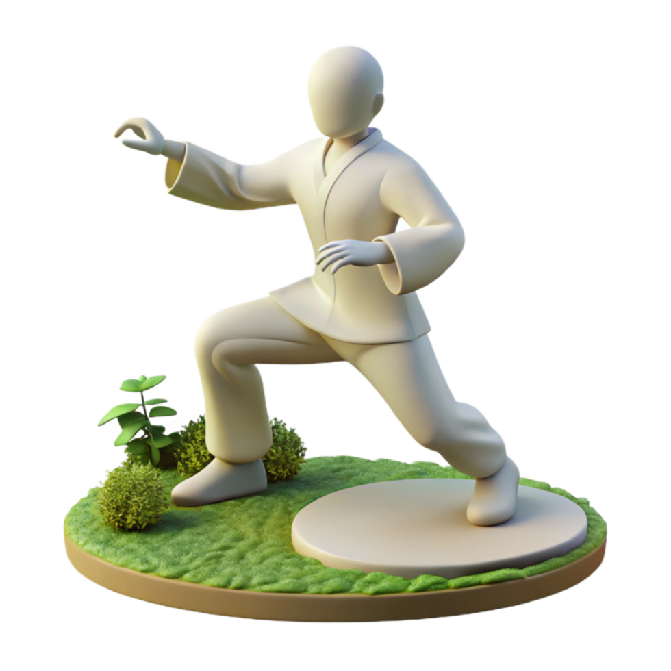 vibrant rustic Silhouette of Person Practicing Tai Chi with Park Background Transparent Background png