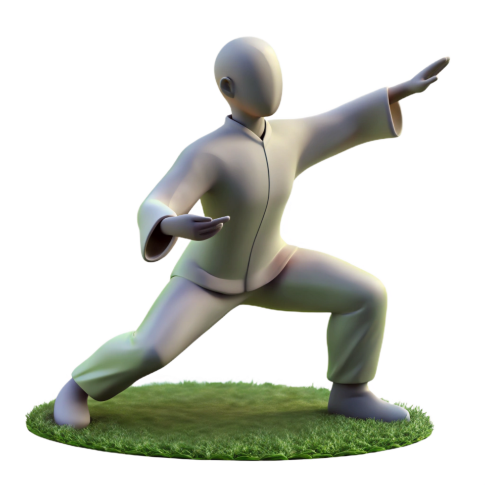 dramatic minimalist Silhouette of Person Practicing Tai Chi with Park Background Transparent Background detailed png