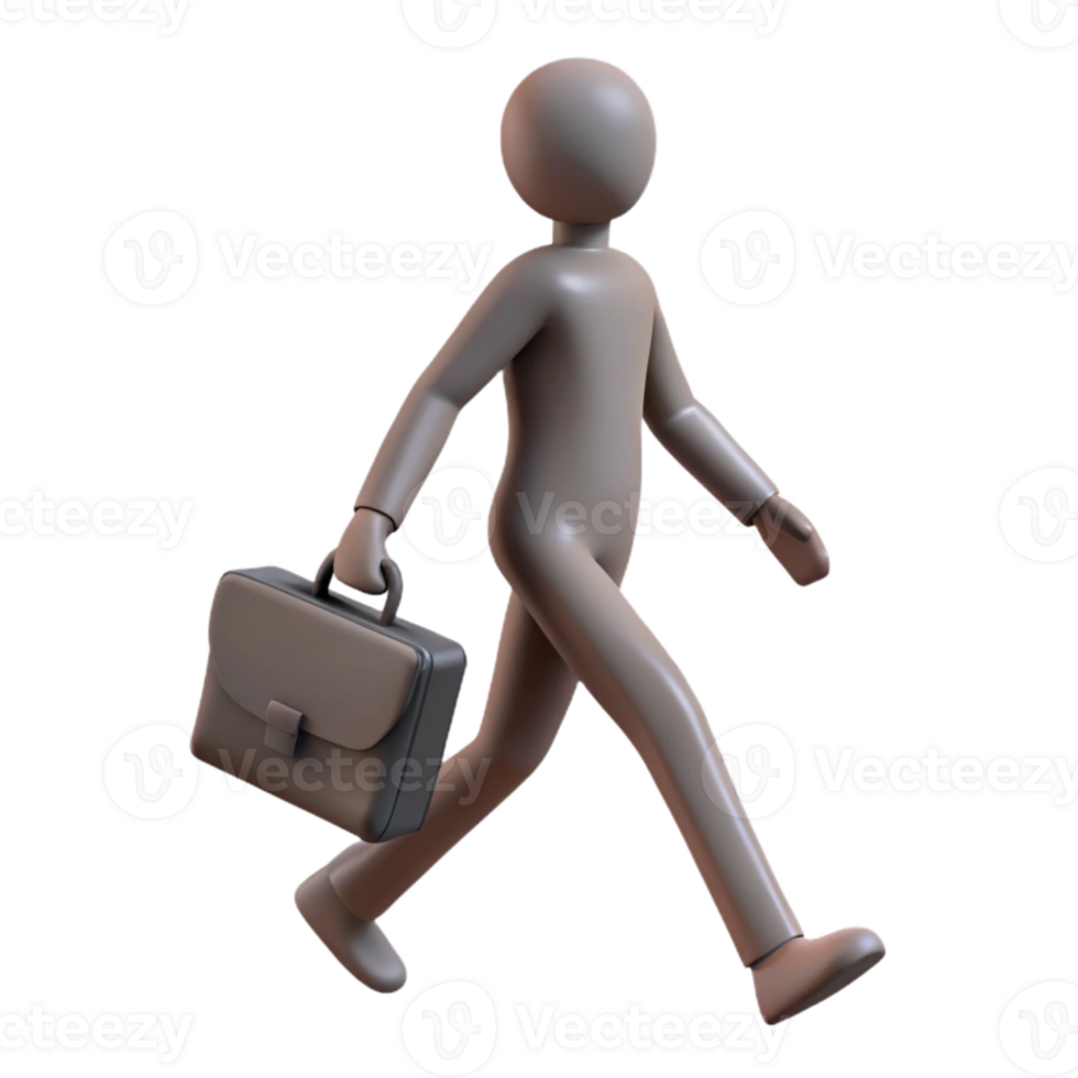 elegant abstract Silhouette of Person with Briefcase Walking Isolated Cutout original png