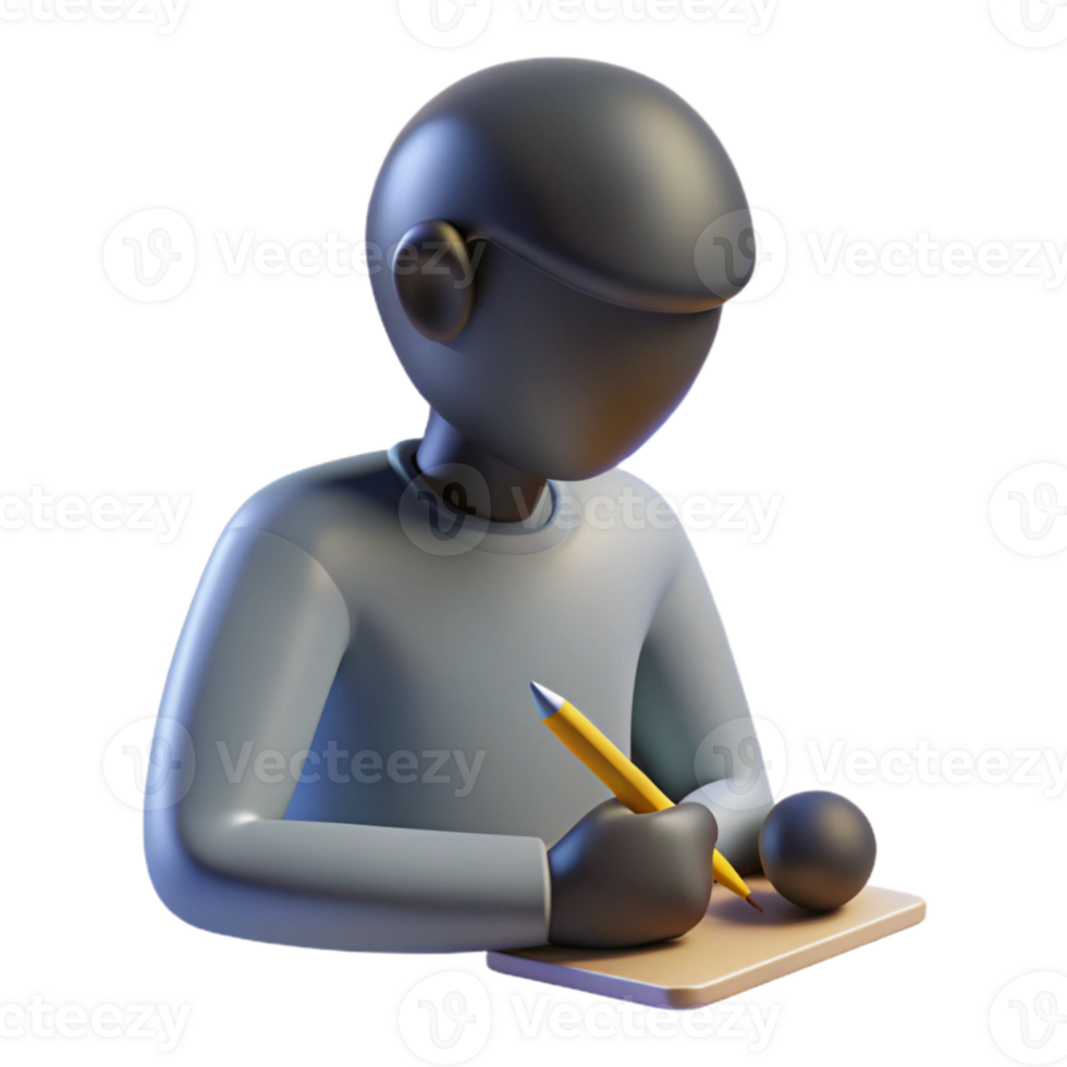 magnificent modern Silhouette of Person Writing Transparent Background high resolution png
